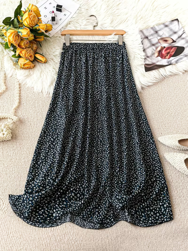 Elegant Women'S Floral Print Midi Skirt