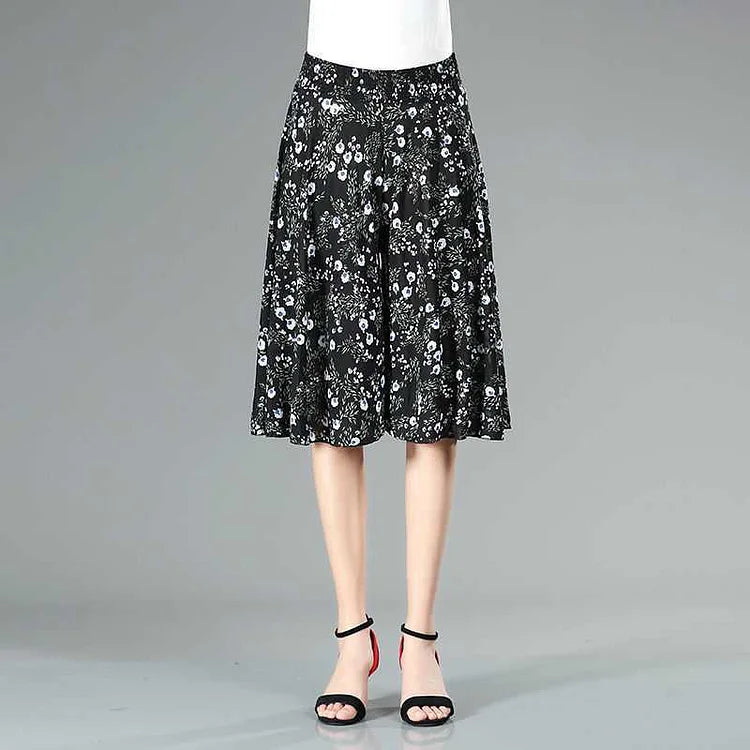 hot-sale-45-off-womens-high-elastic-waist-pleated-chiffon-wide-leg-culottes