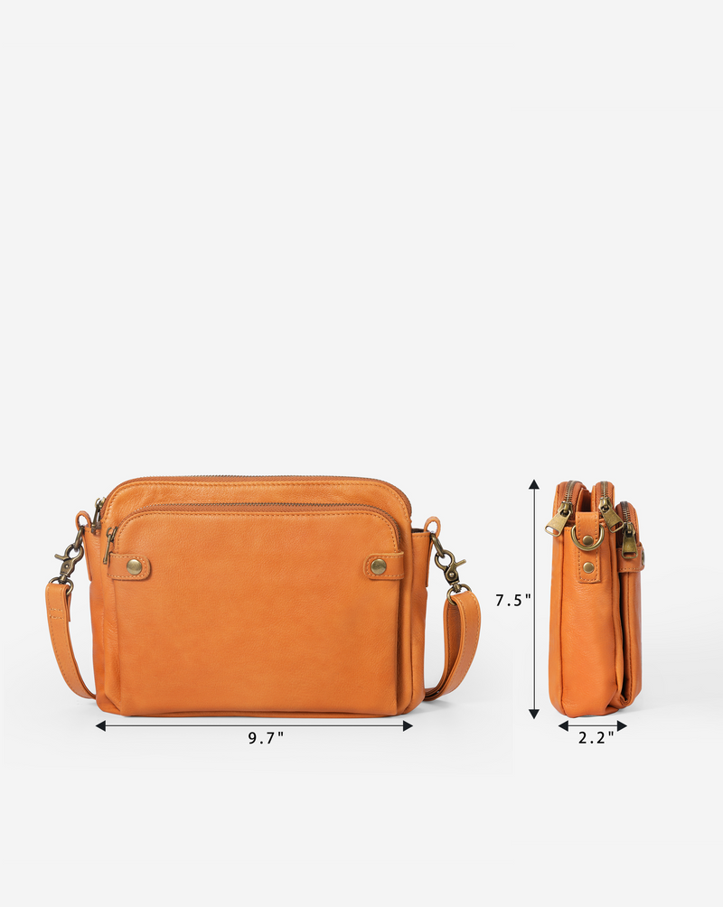 Three-Layer Leather Crossbody Shoulder & Clutch Bag 2.1L