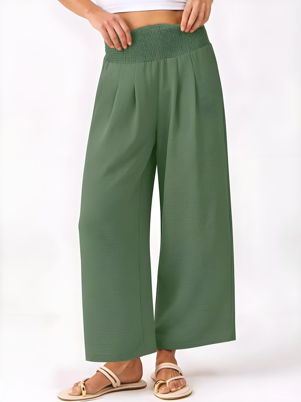 Women's Smocked Waist Wide Leg Palazzo Pants
