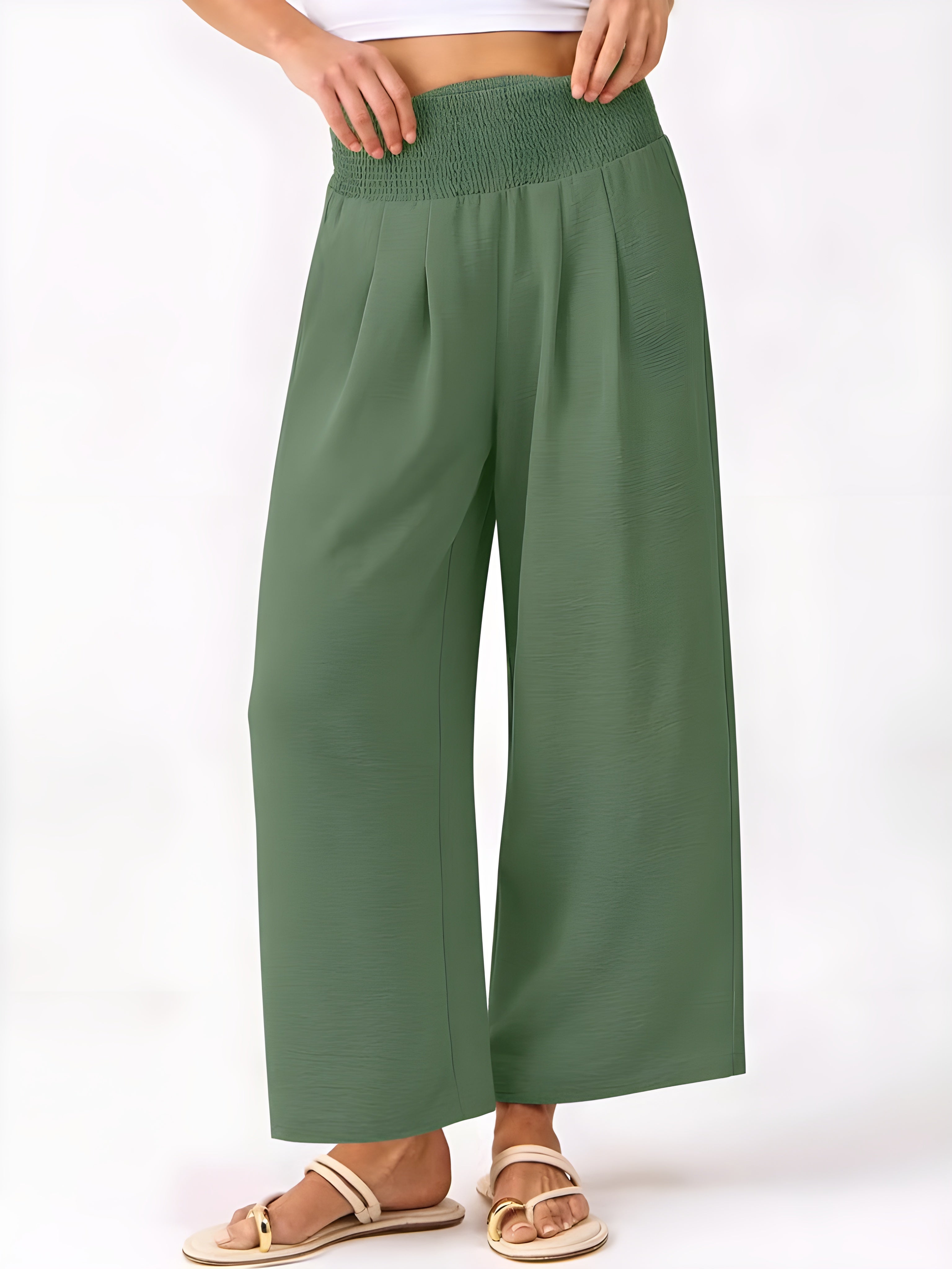 Women's Smocked Waist Wide Leg Palazzo Pants