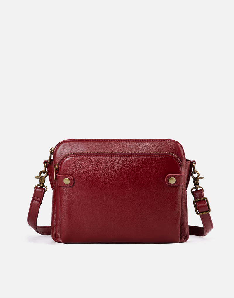 Three-Layer Leather Crossbody Shoulder & Clutch Bag 2.1L