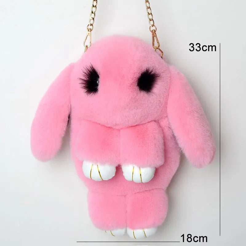 Trending Cute Fluffy Plush Rabbit Backpack – Soft & Lightweight Bag