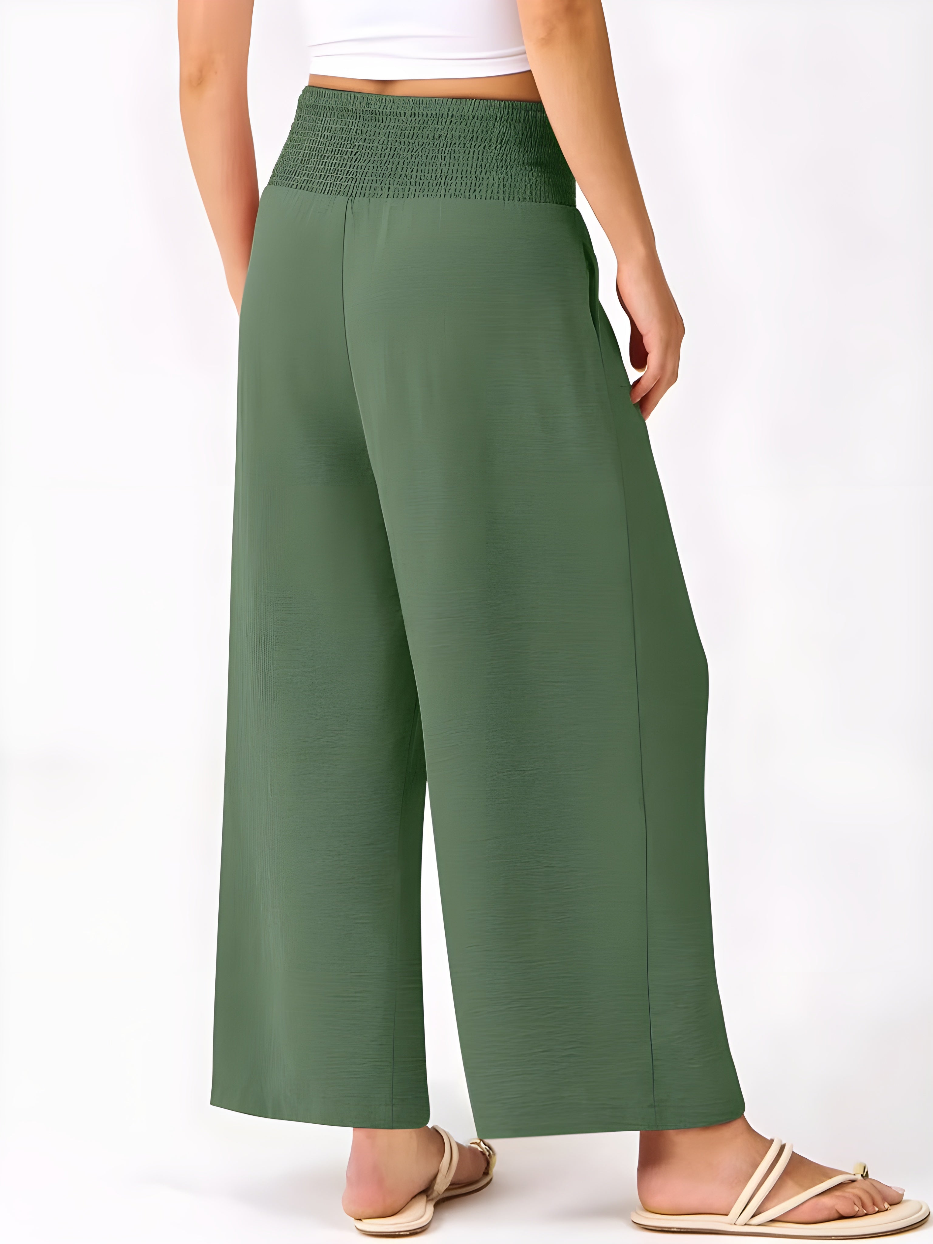 Women's Smocked Waist Wide Leg Palazzo Pants
