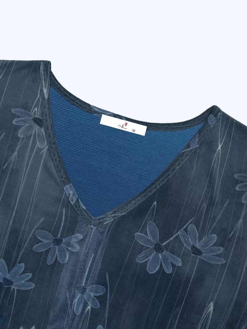 Casual Floral Women's Short Sleeve Tunic Tops