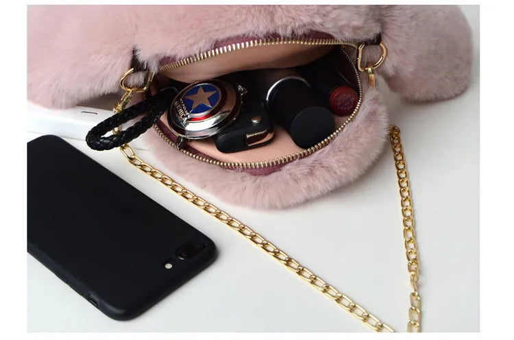 Trending Cute Fluffy Plush Rabbit Backpack – Soft & Lightweight Bag