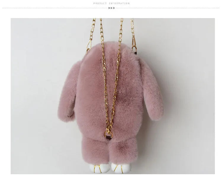Trending Cute Fluffy Plush Rabbit Backpack – Soft & Lightweight Bag