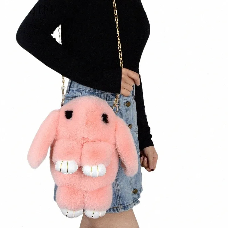 Trending Cute Fluffy Plush Rabbit Backpack – Soft & Lightweight Bag