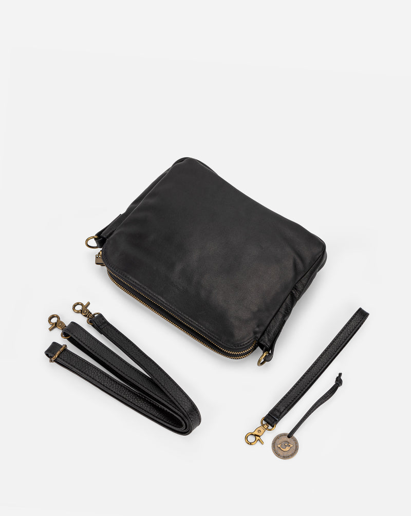 Three-Layer Leather Crossbody Shoulder & Clutch Bag 2.1L