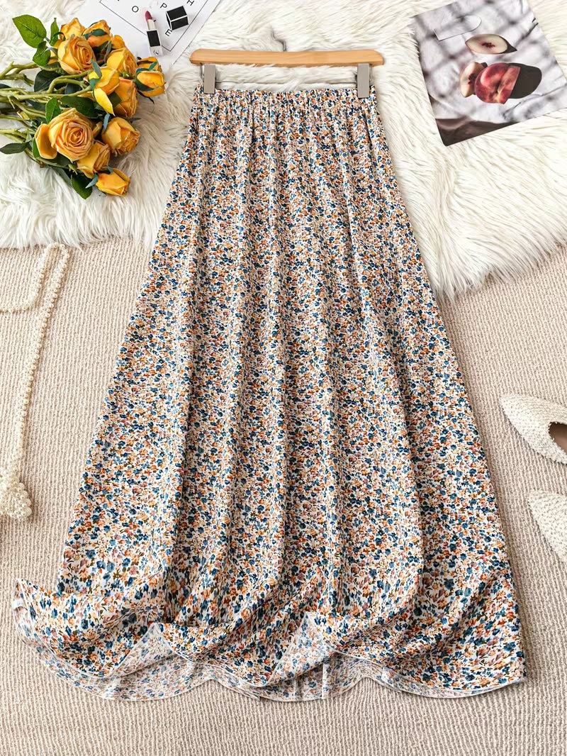 Elegant Women'S Floral Print Midi Skirt