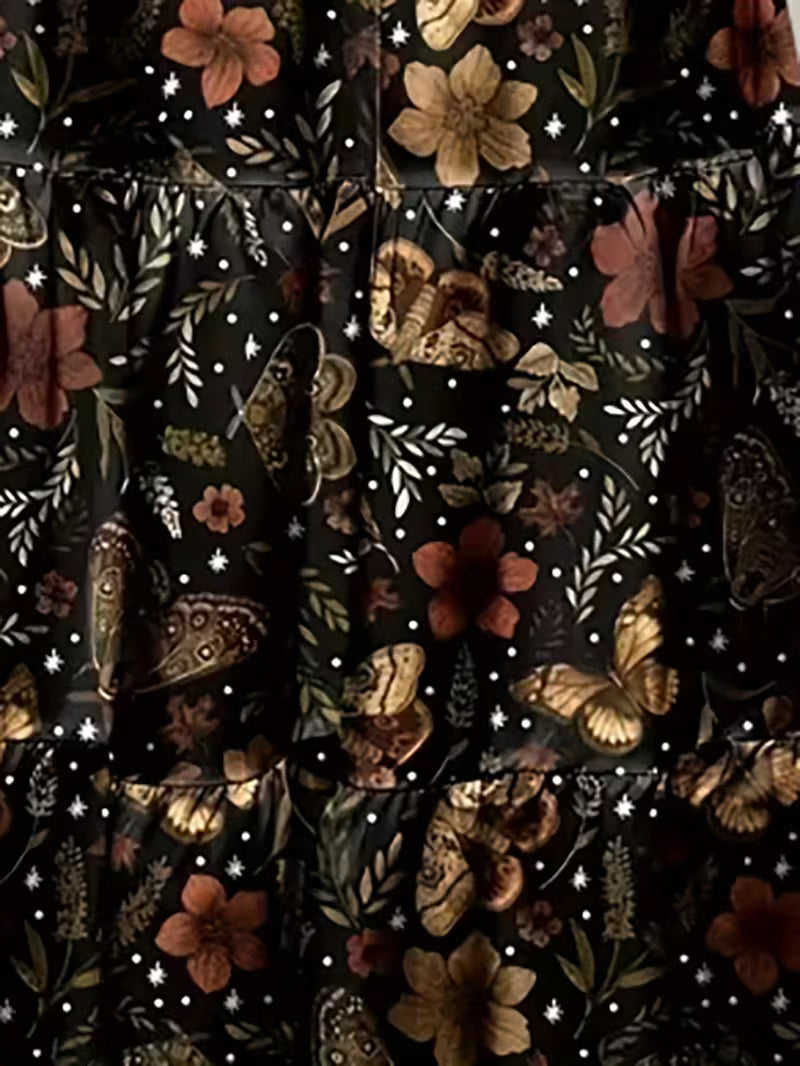 Vintage Leaf Maxi Dress for Women