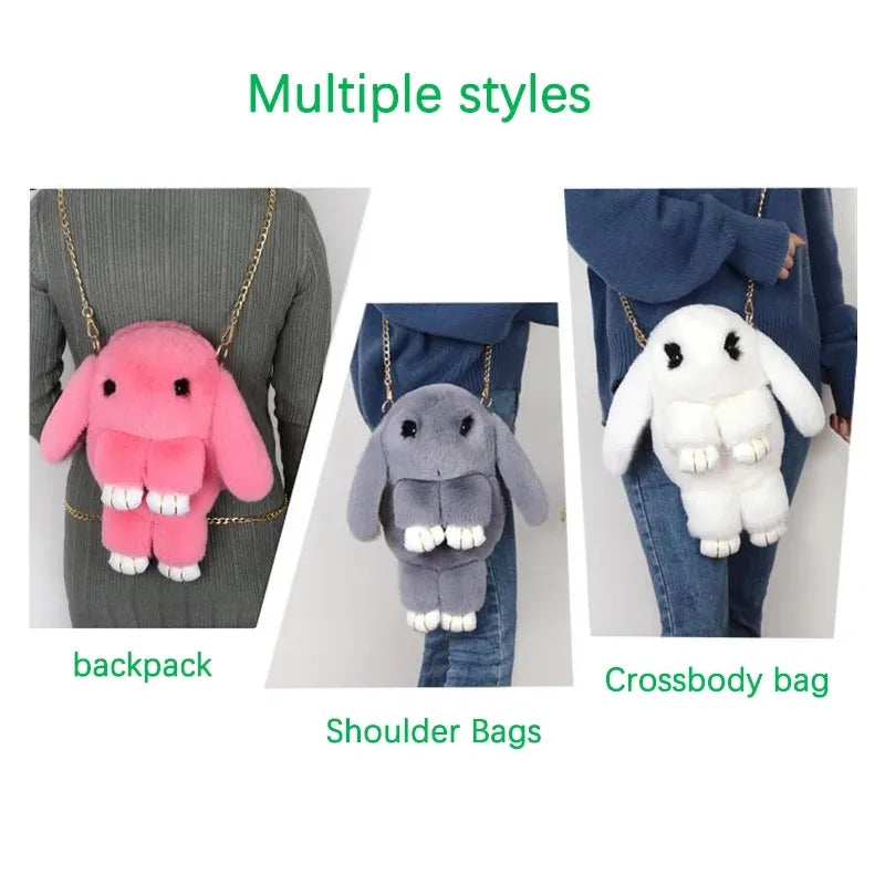 Trending Cute Fluffy Plush Rabbit Backpack – Soft & Lightweight Bag