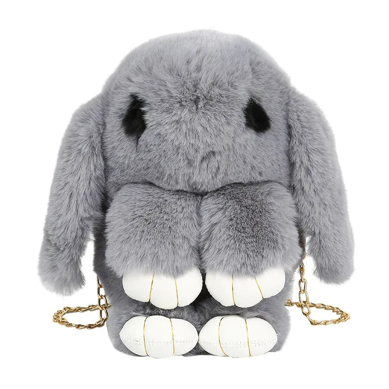 Trending Cute Fluffy Plush Rabbit Backpack – Soft & Lightweight Bag