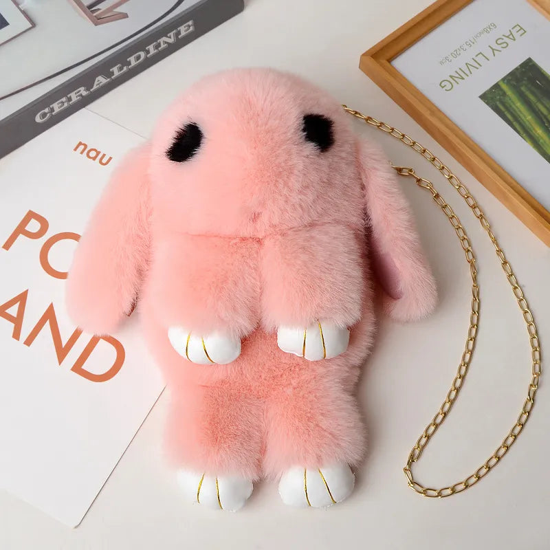 Trending Cute Fluffy Plush Rabbit Backpack – Soft & Lightweight Bag