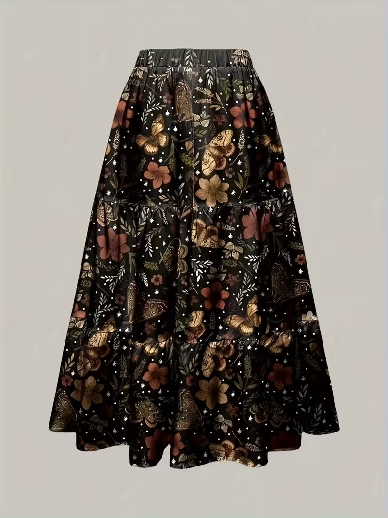 Vintage Leaf Maxi Dress for Women