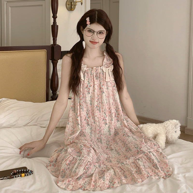 Summer Floral Nightdress for Women Free Size