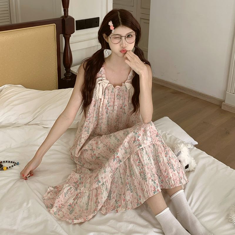 Summer Floral Nightdress for Women Free Size