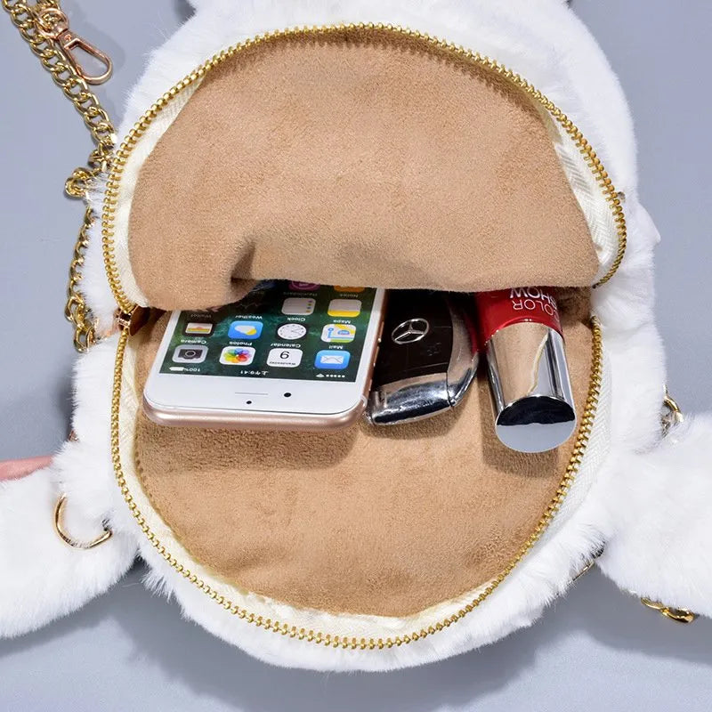 Trending Cute Fluffy Plush Rabbit Backpack – Soft & Lightweight Bag