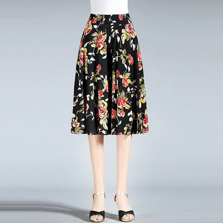 hot-sale-45-off-womens-high-elastic-waist-pleated-chiffon-wide-leg-culottes