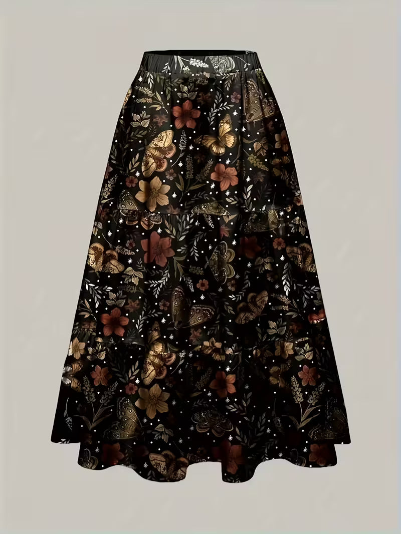 Vintage Leaf Maxi Dress for Women