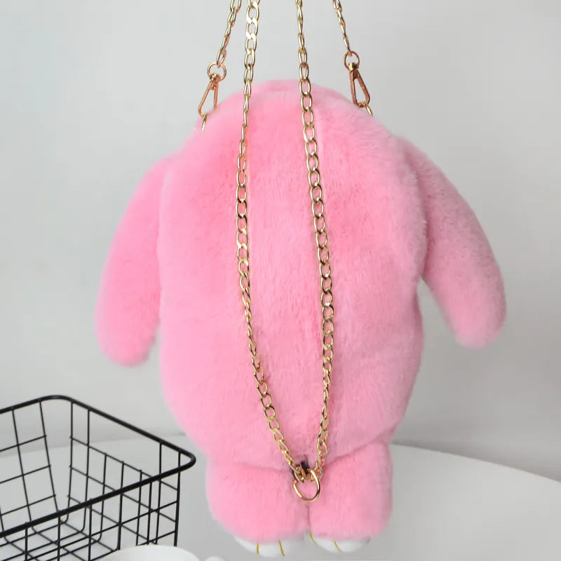Trending Cute Fluffy Plush Rabbit Backpack – Soft & Lightweight Bag