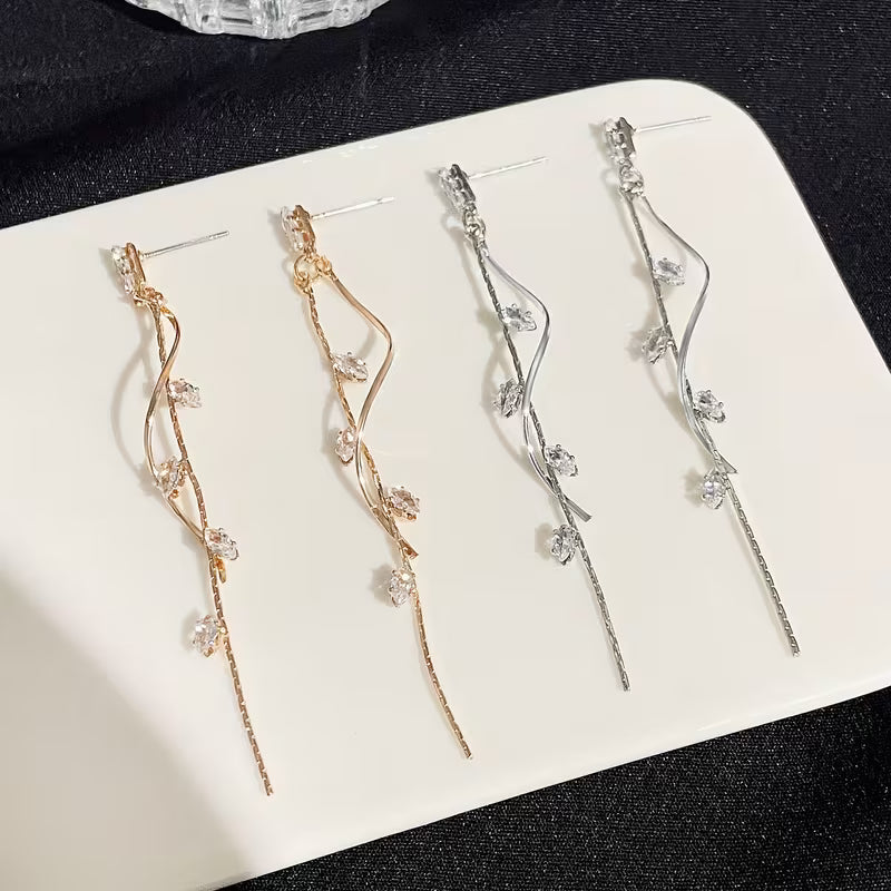 French-Style Long Dangling Earrings