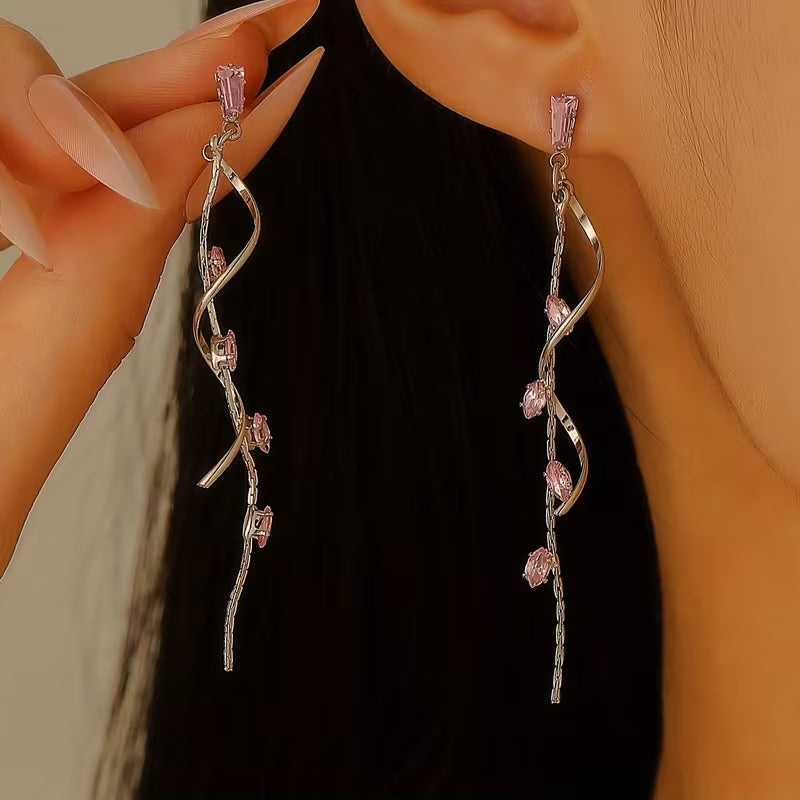 French-Style Long Dangling Earrings