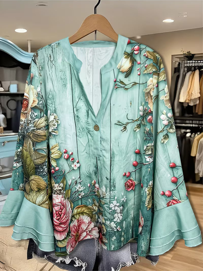 Vintage Garden Ruffle Top for Women