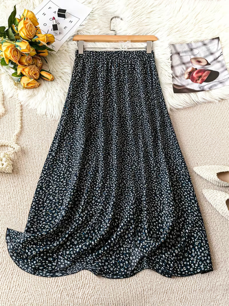 Elegant Women'S Floral Print Midi Skirt