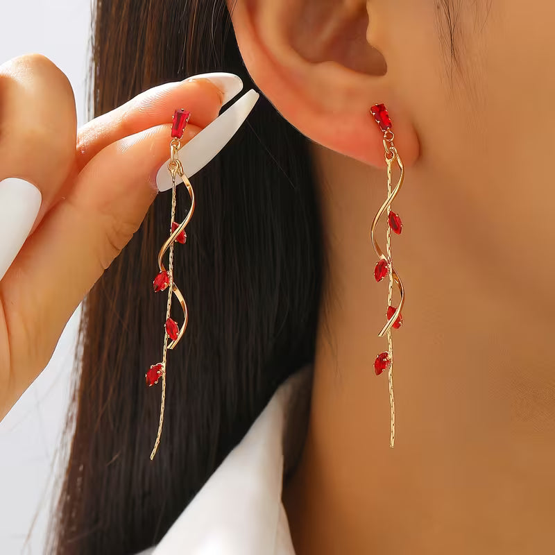 French-Style Long Dangling Earrings