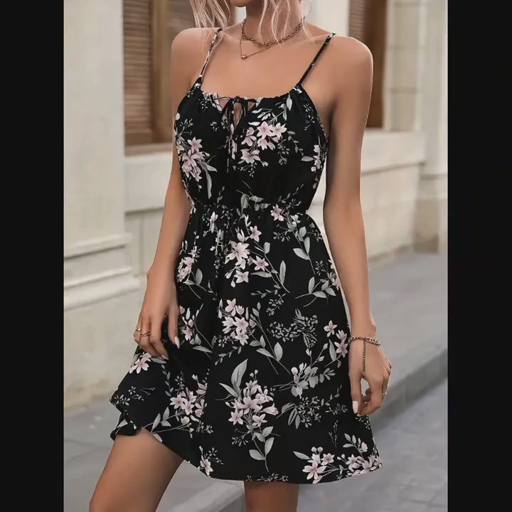 Eleganza Floral Print Sleeveless Midi Dress
